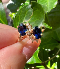 14k Yellow Gold Blue Sapphire & Diamond Ring — listing 3