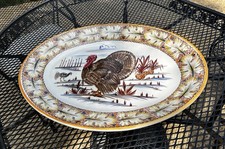 Vintage Italian Hand-Painted Turkey Platter, 18" x 15", Multicolor with Fruit Border — listing 4