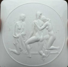 Bisque Porcelain Neoclassical Relief Plaque - Bacchante and Cupid with Grapes — listing 2