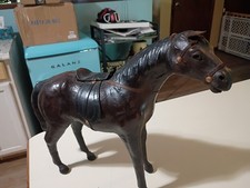 Vintage Leather-Wrapped Horse Figurine with Saddle and Bridle, 25" x 5" x 20"H — listing 4