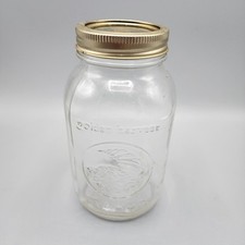 Golden Harvest Sunflower Embossed Quart Mason Jar, Clear Glass