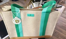 Spartina 449 Daufuskie Island Linen & Leather Floral Tote Bag with Matching Wallet Set