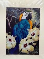 Framed Mid-Century Tropical Birds on Gold Ground Print/Painting with Bamboo Motif Yes - there's a legible signature — listing 6