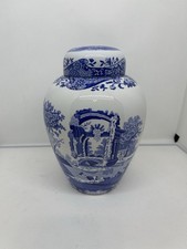 Vintage Chinese Blue and White Ginger Jar Table Lamp with Pleated Shade and Wood Base, listing 5