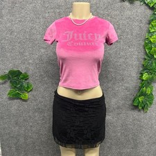 Juicy Couture Blue Ribbed Rhinestone Logo Crop Top, Size L — listing 5