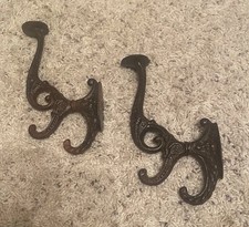 Antique Victorian Cast Iron Hall Tree Coat & Hat Rack with Scrolled Hooks and Tripod Base — listing 4