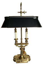 Fredrick Cooper Bouillotte Twin Candlestick Table Lamp with Tole Shade — listing 2