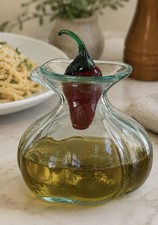 Vintage Avalos Hand-Blown Green Glass Cruet with Ball Stopper — listing 2