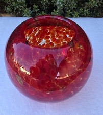 Small Hand-Blown Black & White Spatter Glass Rose Bowl Vase, 4.75" — listing 3
