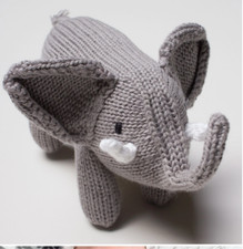 Gray Heathered Knit Plush Elephant Stuffed Animal with White Ears and Feet — listing 2