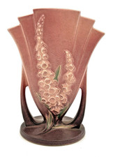 Roseville Pottery Sunflower/Peony Fan Vase in Yellow-Green