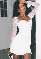 Princess Polly Ashwood Lace Sleeve Mini Dress White — listing 2