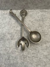 Cast Aluminum Salad Bowl with Spiral & Zigzag Tribal Motif and Matching Servers — listing 2
