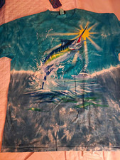 Liquid Blue Tie Dye T-Shirt, Green/Brown Spiral Pattern, Size Large — listing 4
