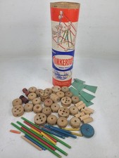 Vintage Tinkertoy-Style Wooden Construction Set with Spools, Rods, and Fabric Flags — listing 3
