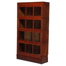 Antique Mission Oak 4-Stack Barrister Bookcase with Leaded Glass Mullion Doors — listing 4