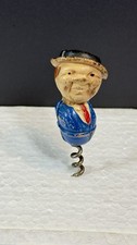 Vintage Japan Wooden Figural Chef Corkscrew & Bottle Opener, 5.5 inch