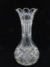 American Brilliant Period Cut Glass Vase with Pinwheel and Hobstar Pattern, 7"W x 6.5"H — listing 6