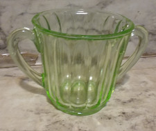 Green Uranium Depression Glass Double-Handled Open Sugar Bowl — listing 3