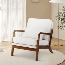 Mid-Century Modern Style Wood-Framed Accent Armchair with Green Upholstery — listing 3