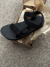 Teva Women's Black Leather Cork-Footbed Ankle-Strap Sandals with Purple Accent, listing 5