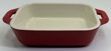 Red Stoneware Rectangular Baking Dish with Ribbed Sides and Tab Handles No mark / unmarked — listing 5