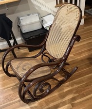 Vintage Bentwood Rocking Chair with Cane Seat and Back, Brown/Tan, listing 2