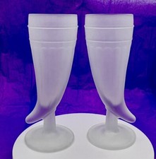 Tiara Indiana Glass Frosted Powder Horn Pilsner Glass — listing 3