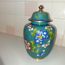 Vintage Chinese Cloisonné Baluster Vase with Peony, Iris and Bird Motif on White Ground — listing 6