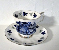 Windsor Bone China Hand-Painted Cottage Scene Creamer & Open Sugar Bowl Set — listing 5