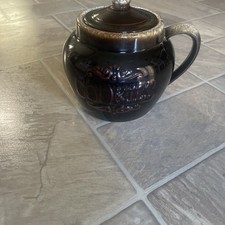 Vintage Brown Drip Glaze Stoneware Bean Pot with Lid — listing 6