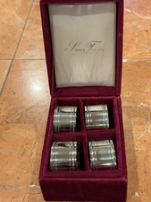 Vintage Silver Plated Napkin Rings with Etched Rim Detail, Set of approximately 11 — listing 2