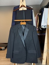 Versini Black 100% Wool 3-Piece Tuxedo with Suspenders, Peak Lapel 44L — listing 2