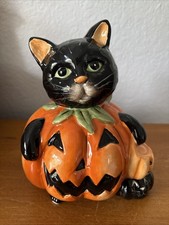 Blue Sky Clayworks Hand-Painted Ceramic Cat Face Lidded Treat Jar / Canister — listing 5