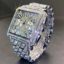 Fully Iced-Out Square Roman Numeral Fashion Watch (Cartier-Style Homage, Not Authentic) — listing 3