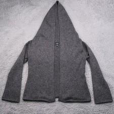 Eileen Fisher Hooded Open-Front Cardigan Wrap, Charcoal Grey, Size M — listing 5