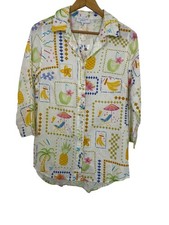 Calypso St. Barth Rust Cotton Pintuck Button-Front Blouse, Size M — listing 2