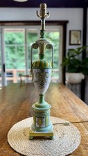 Italian Hand-Painted Majolica Pottery Table Lamp with Floral Decoration — listing 2