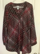 Catherines Women's Cream Floral Lace Tunic Top with Fringe Hem, Size 0X, NWT — listing 3