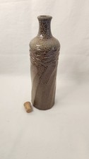 Mid-Century Modern Studio Pottery Flat Bottle Vase with Abstract Design — listing 3