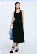 Scoop Women's Black Ruched Long Sleeve Midi Dress, Size XS