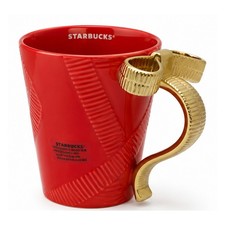 Starbucks 18 oz Holiday Ceramic Mug with Painted Red/Green Brushstroke Design and Siren Logo — listing 3