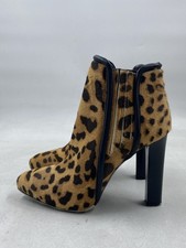 Black Calf Hair (Pony Hair) Pointed-Toe Ankle Boots with Back Zip, Size 6M — listing 3