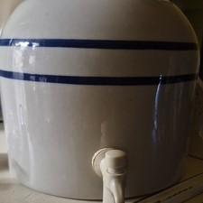 Ceramic Water Dispenser Crock with Southwestern Aztec Band Design and Plastic Spigot — listing 5