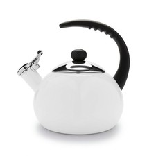 White Enamel Stovetop Tea Kettle with Blue Bird & Tree of Life Design