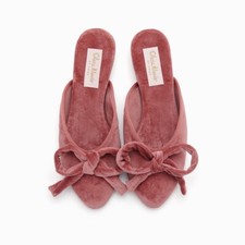 Olivia Morris At Home Red Velvet Crystal Heart Pointed-Toe Mules, Size 36 — listing 2