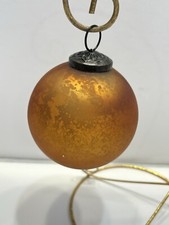 Amber Ribbed Glass Kugel-Style Onion/Spinning-Top Ornament with Embossed Metal Cap — listing 6