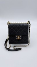 Black Quilted Lambskin Leather Handbag with CC-Style Stitched Logo — listing 6