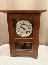 Ethan Allen Wood Mantel Shelf Clock with Brass Roman Numeral Dial — listing 4