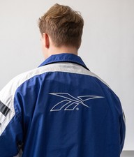 Vintage Reebok Color Block Full Zip Track Jacket Navy Gray — listing 2
